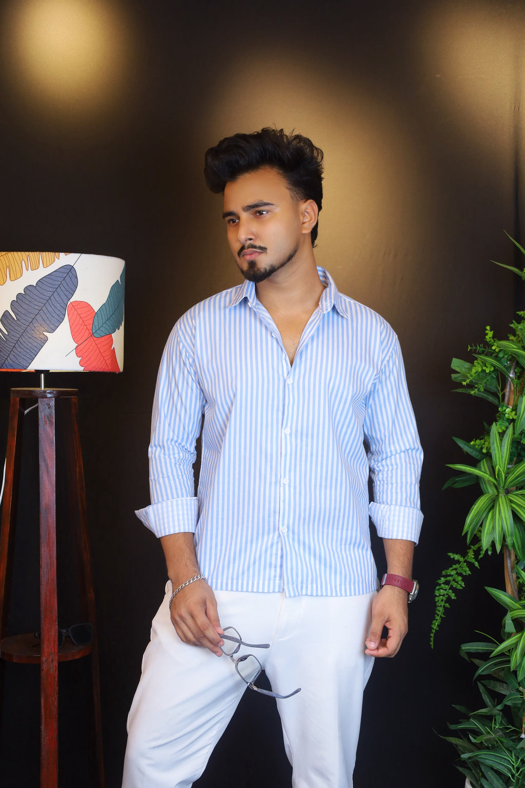 Sky Blue Bold Stripe Old Money Boxy Fit Shirt