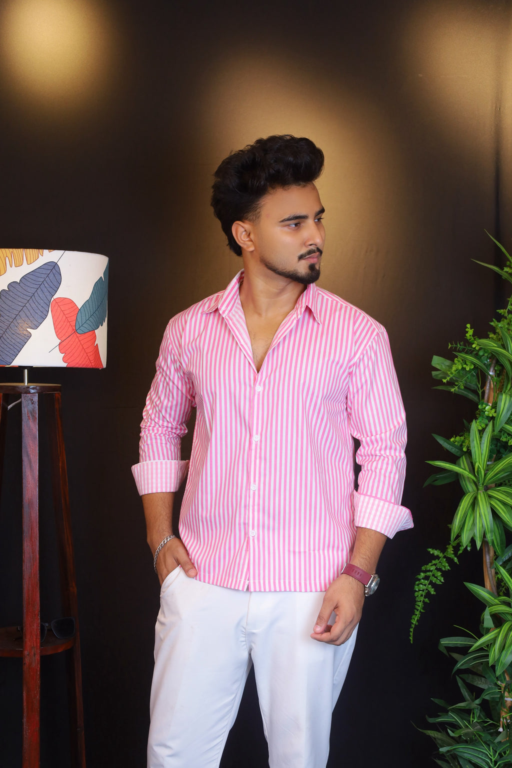 Pink Bold Stripe Old Money Boxy Fit Shirt