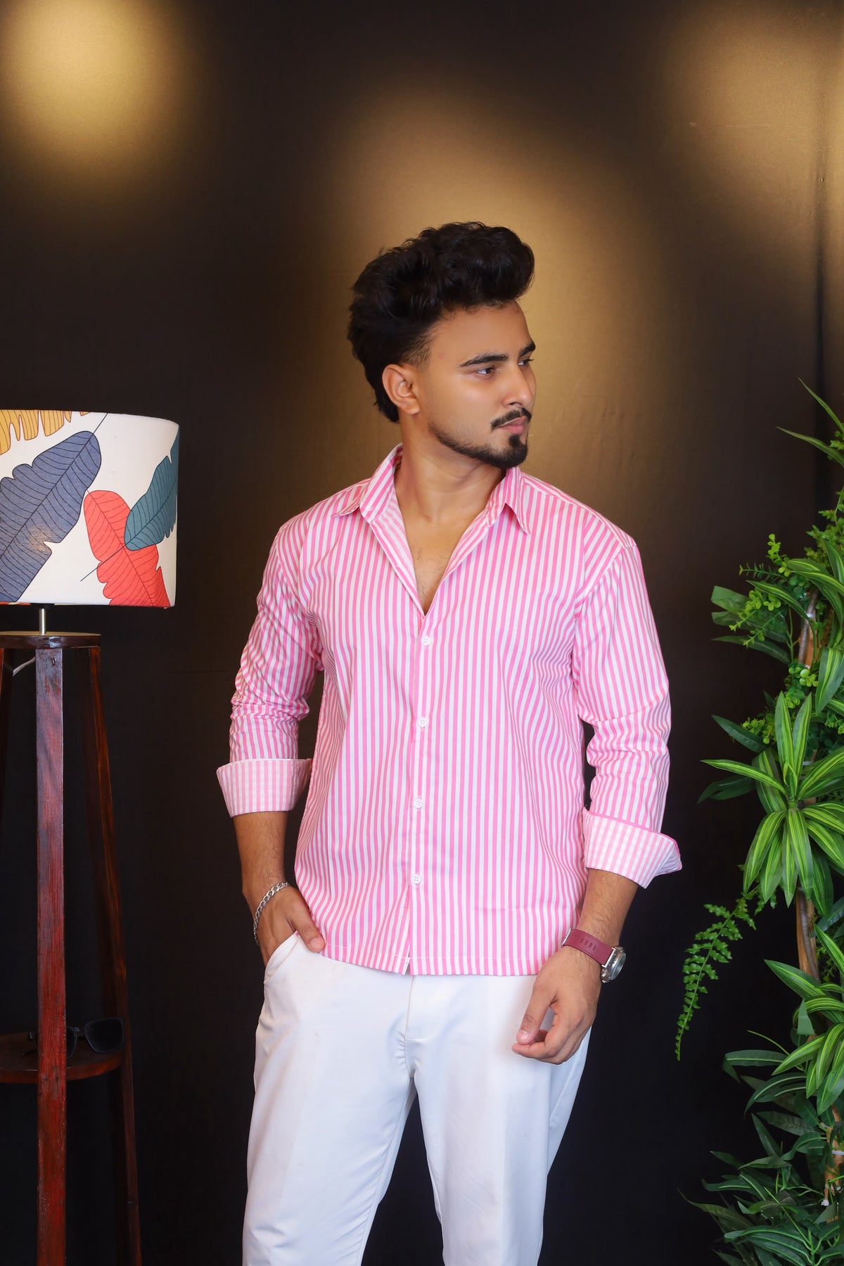Pink Bold Stripe Old Money Boxy Fit Shirt