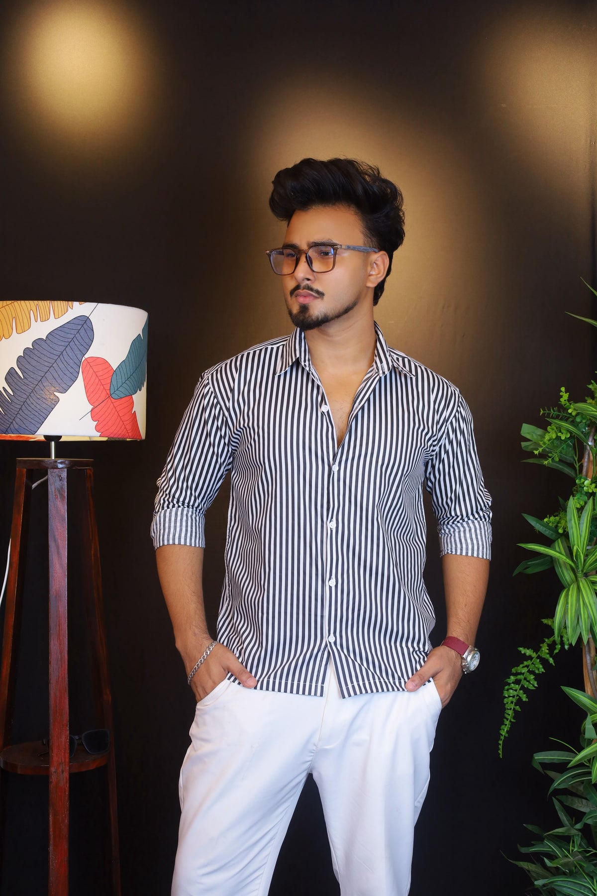 Black Bold Stripe Old Money Boxy Fit Shirt