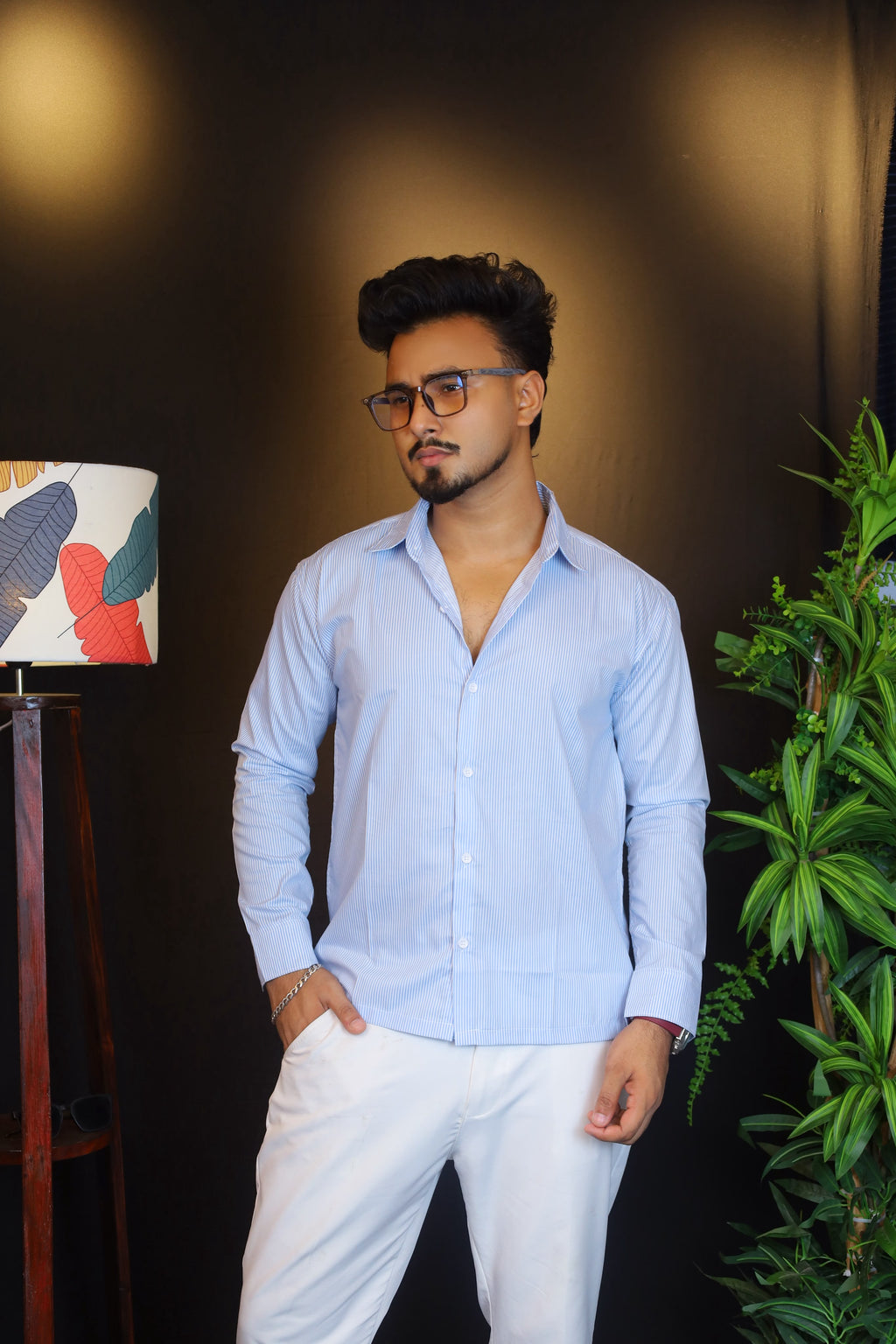 Sky Blue Micro Stripe Old Money Boxy Fit Shirt