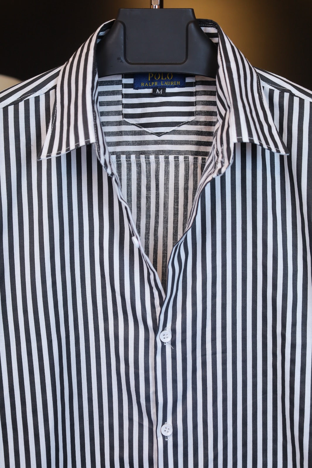 Black Bold Stripe Old Money Boxy Fit Shirt