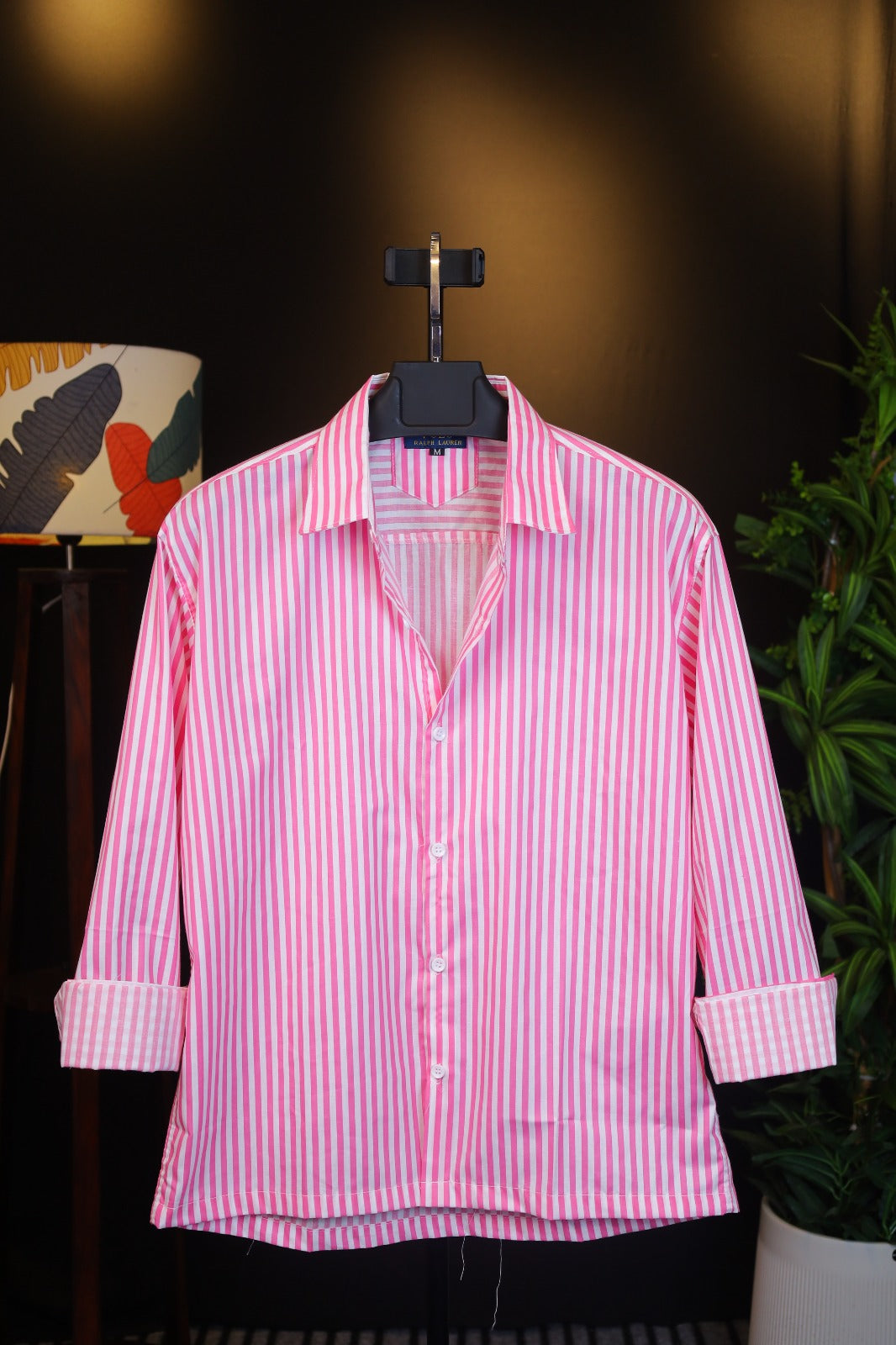 Pink Bold Stripe Old Money Boxy Fit Shirt