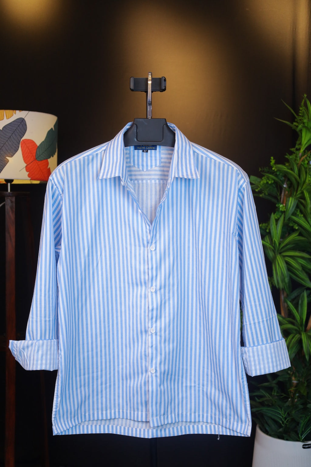 Sky Blue Bold Stripe Old Money Boxy Fit Shirt