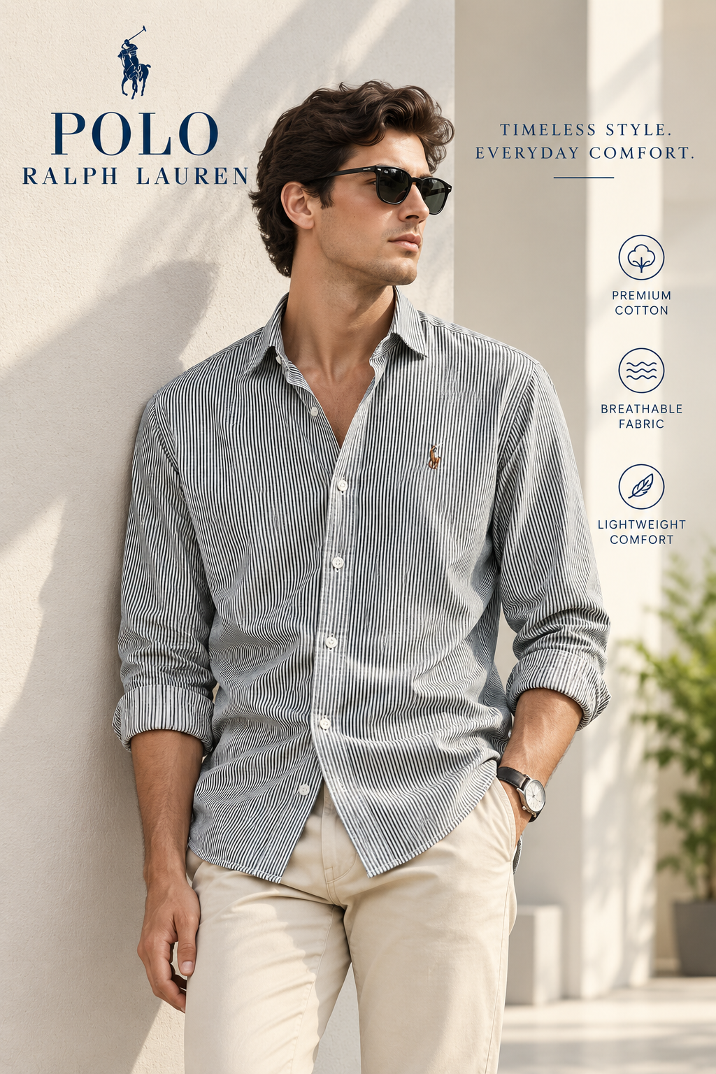 Classic Gray Striped Old Money Shirt
