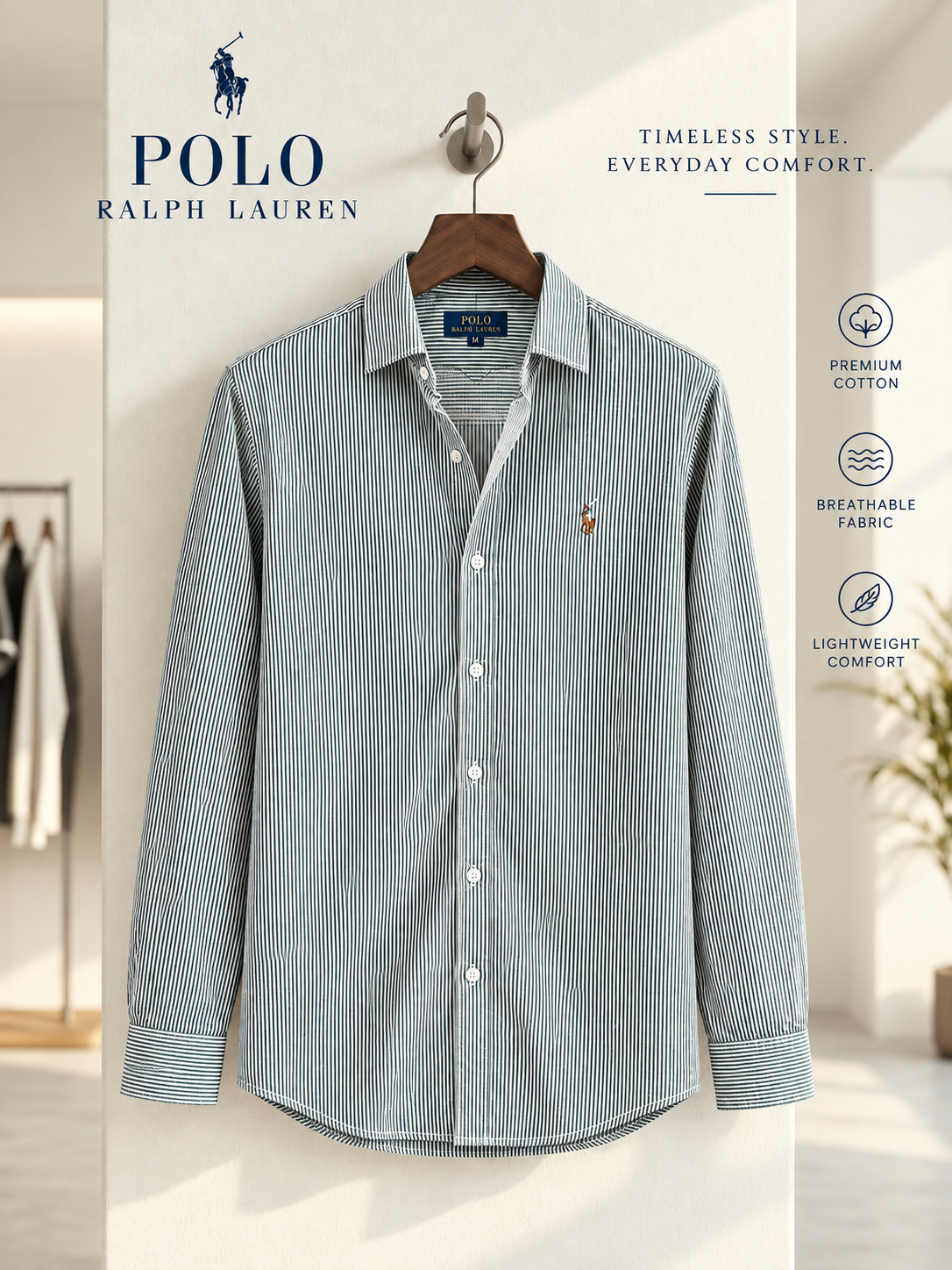 Classic Gray Striped Old Money Shirt