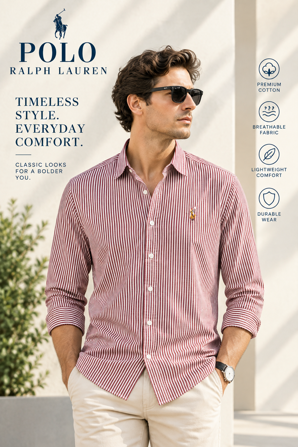 Classic Burgundy Stripe Old Money Shirt