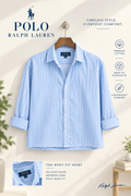 Sky Blue Bold Stripe Old Money Boxy Fit Shirt