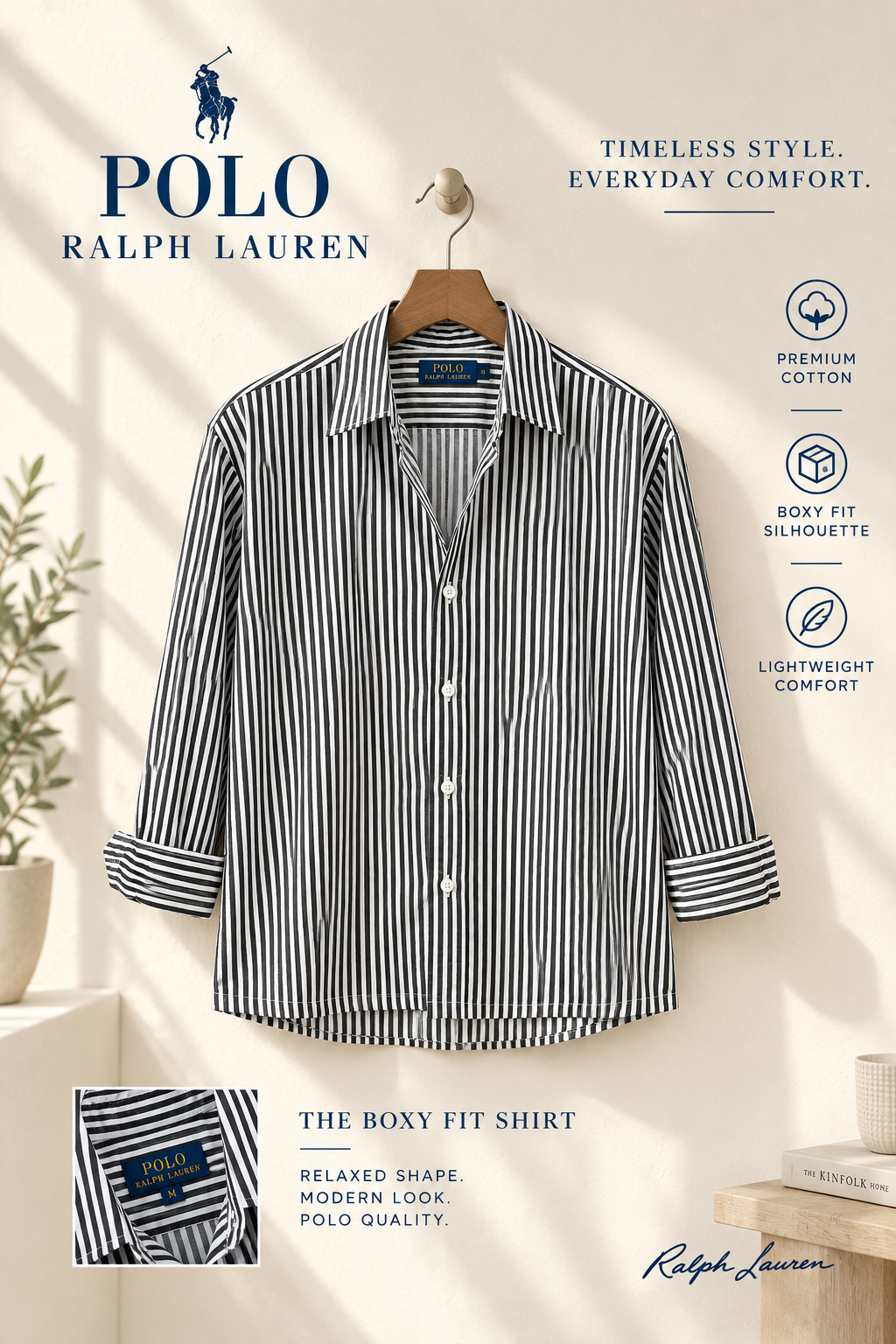 Black Bold Stripe Old Money Boxy Fit Shirt