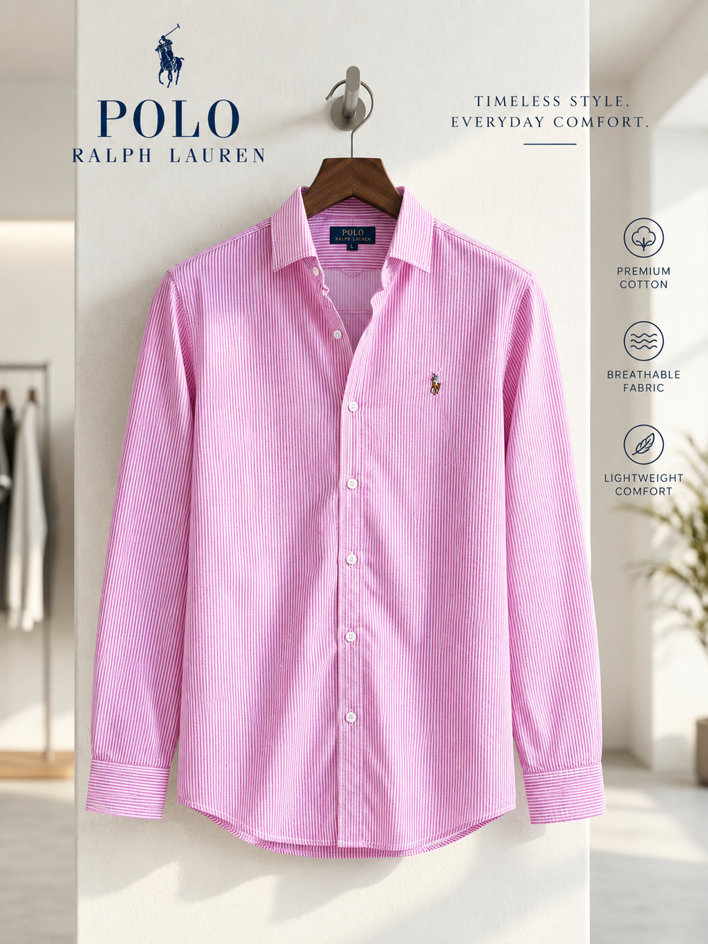 Premium Pink Stripe Casual Shirt