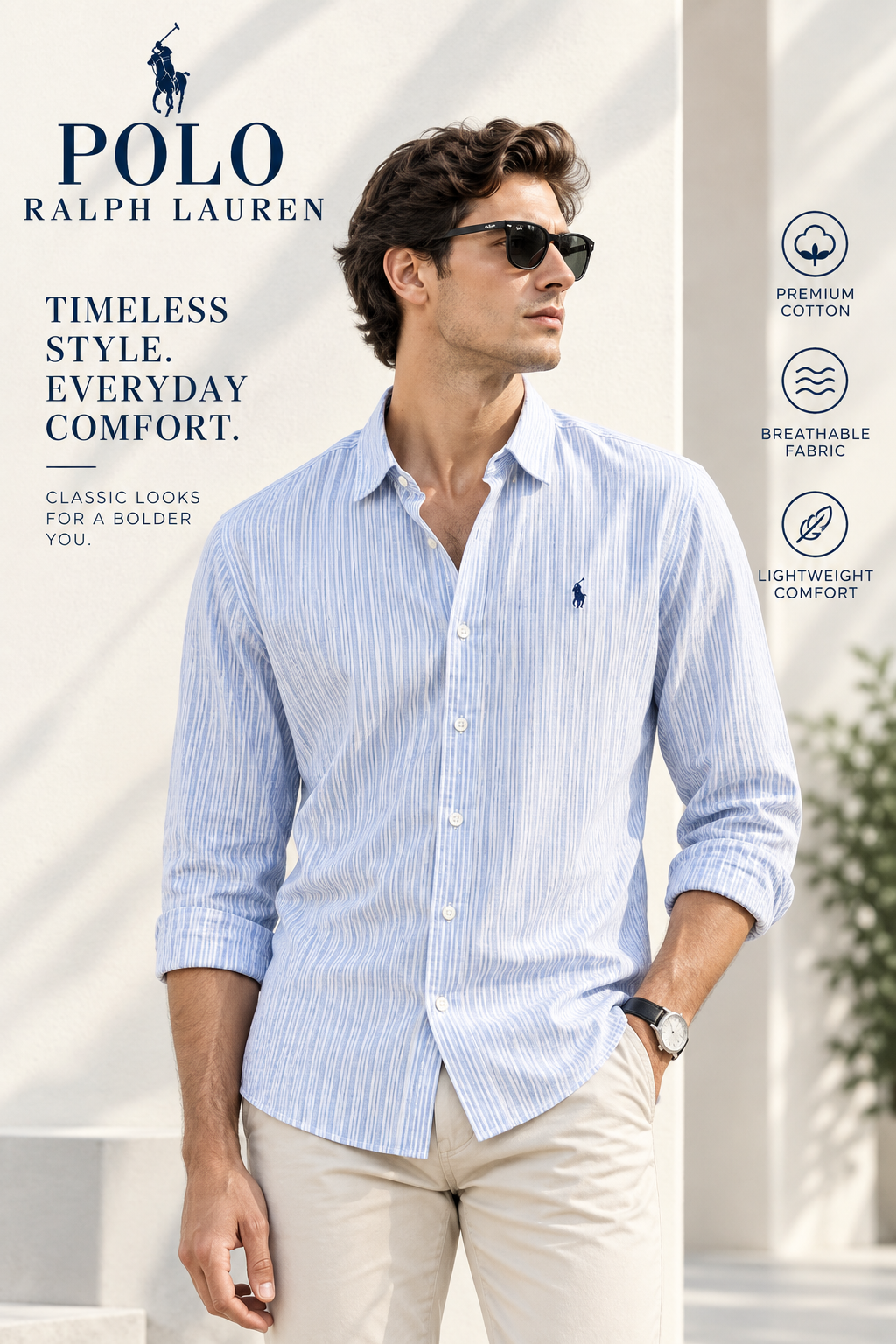 Classic Sky Blue Stripe Old Money Shirt