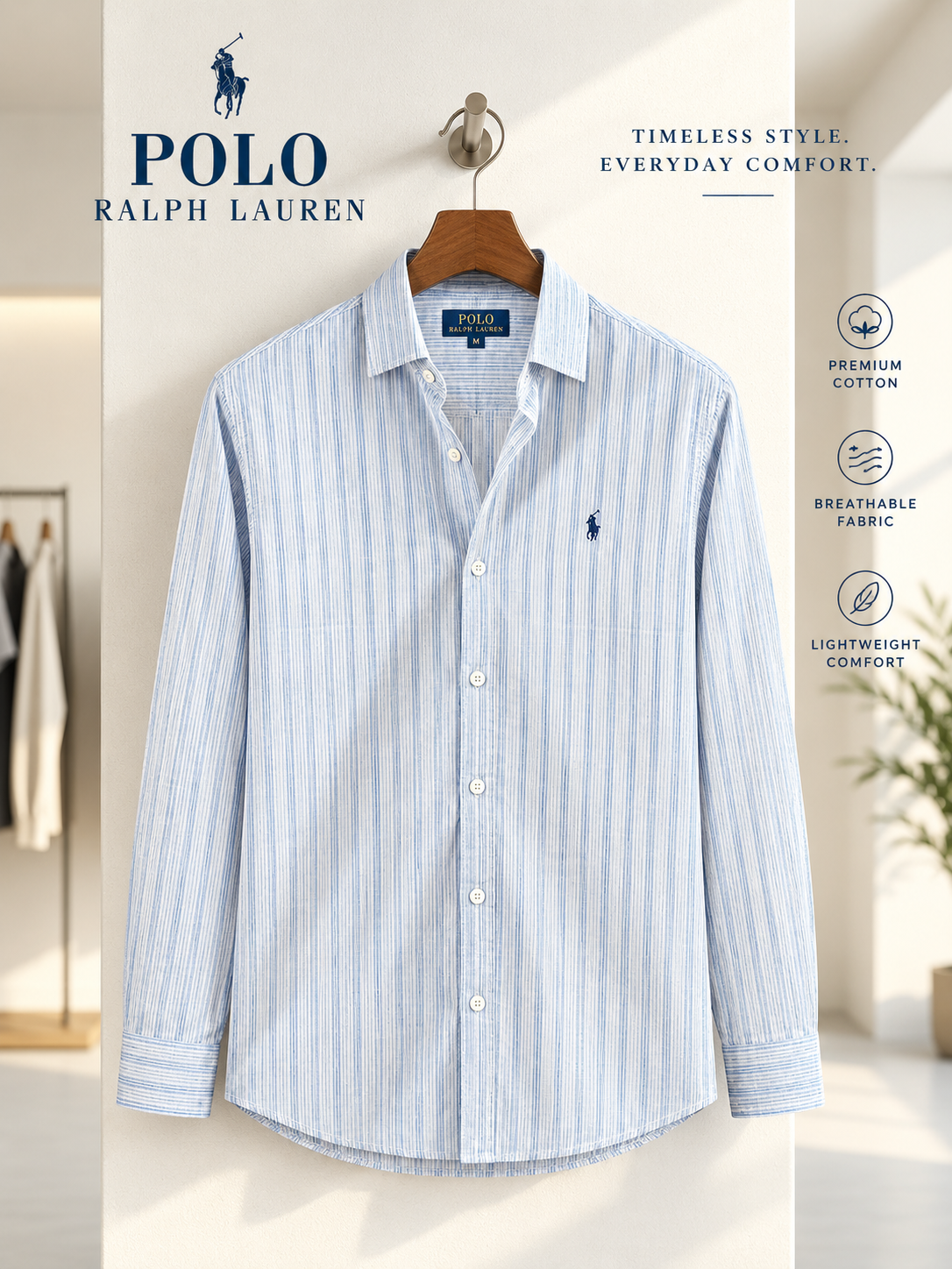 Classic Sky Blue Stripe Old Money Shirt