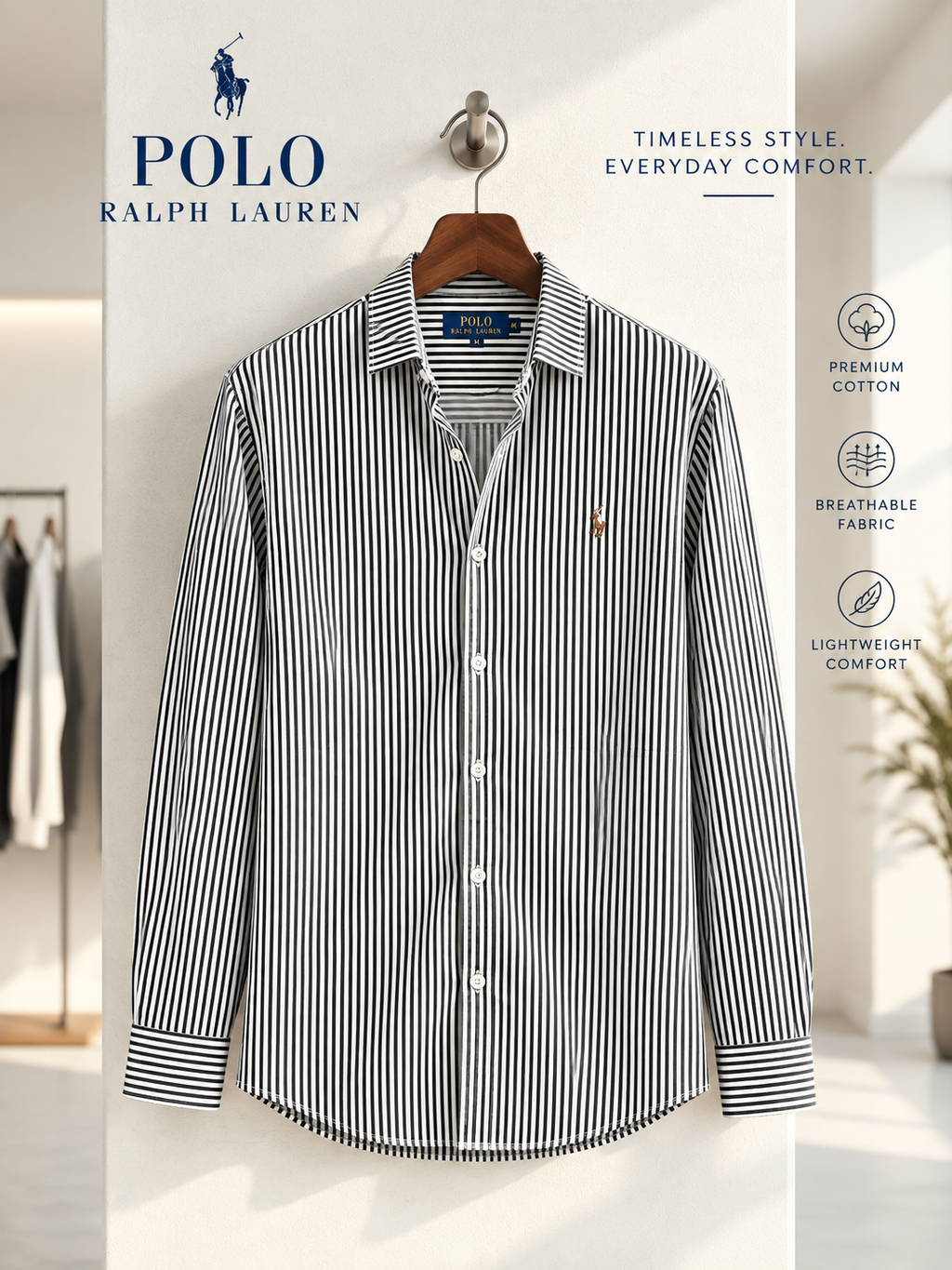 Classic Black & White Striped Old Money Shirt