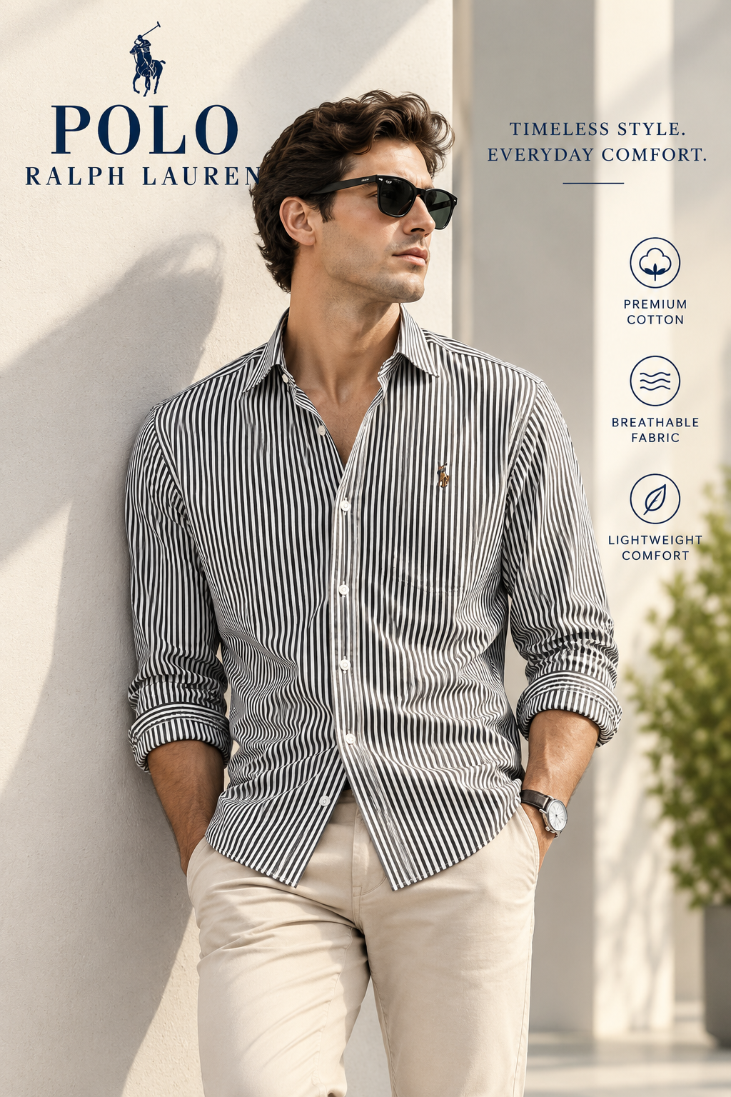 Classic Black & White Striped Old Money Shirt
