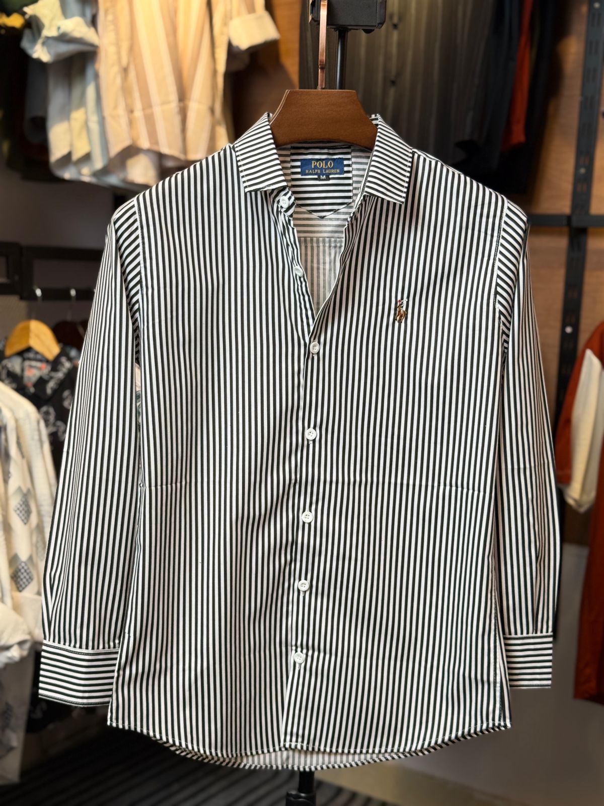 Classic Black & White Striped Old Money Shirt