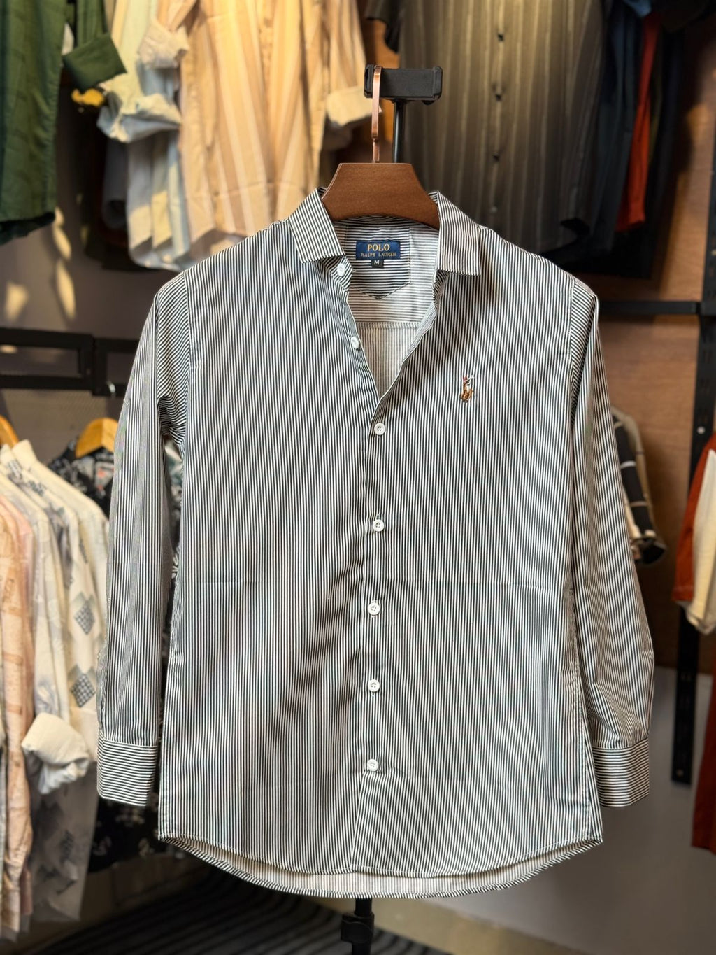 Classic Gray Striped Old Money Shirt