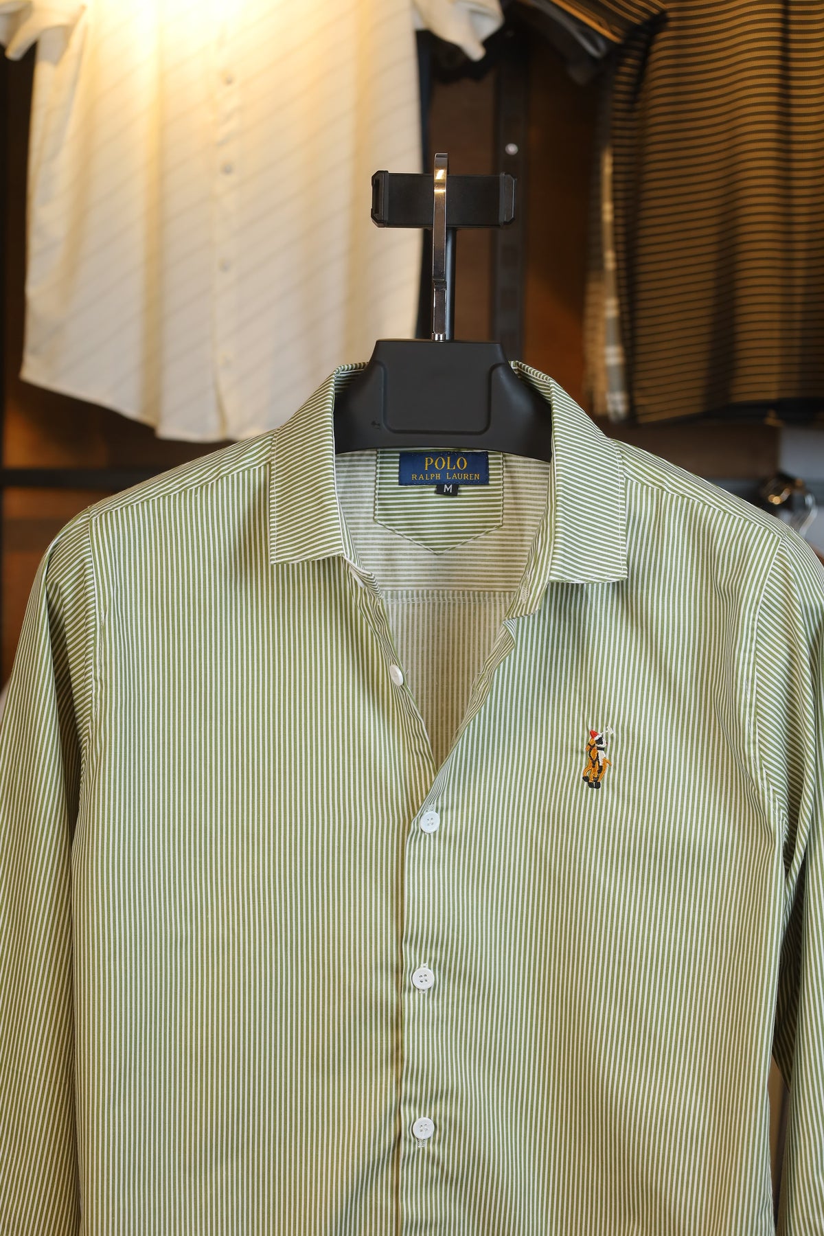 Classic Olive Green Stripe Old Money Shirt
