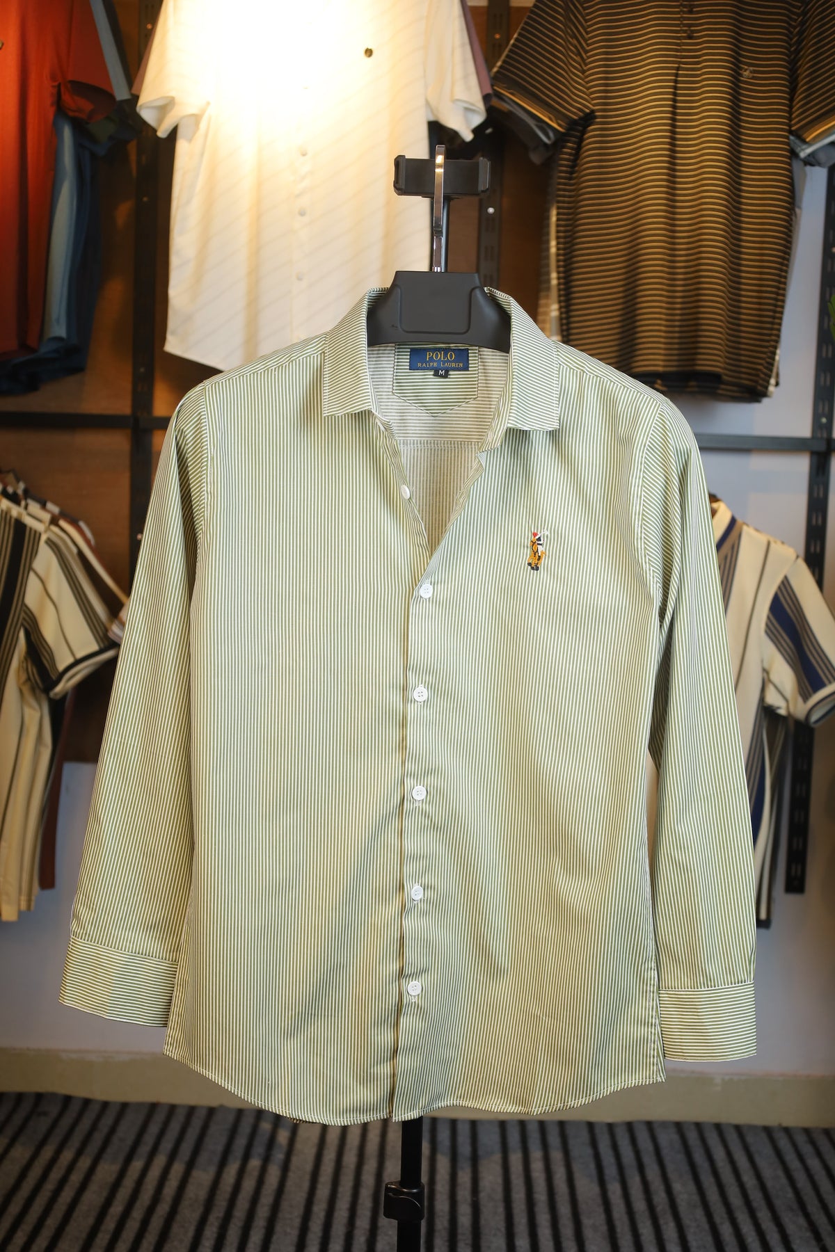 Classic Olive Green Stripe Old Money Shirt