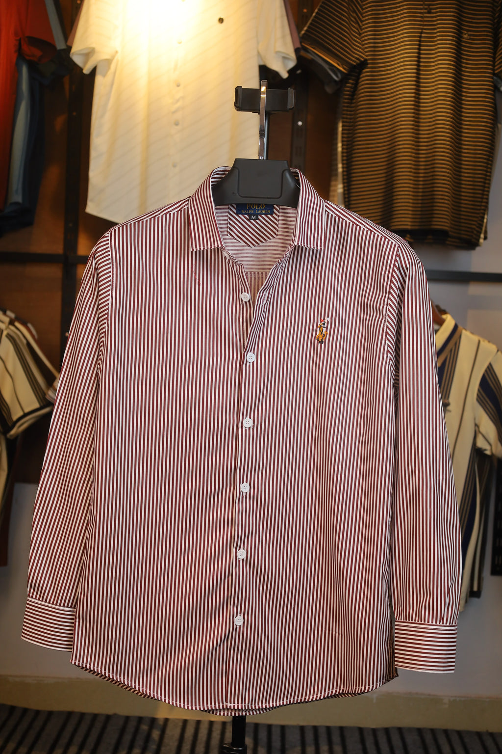 Classic Burgundy Stripe Old Money Shirt