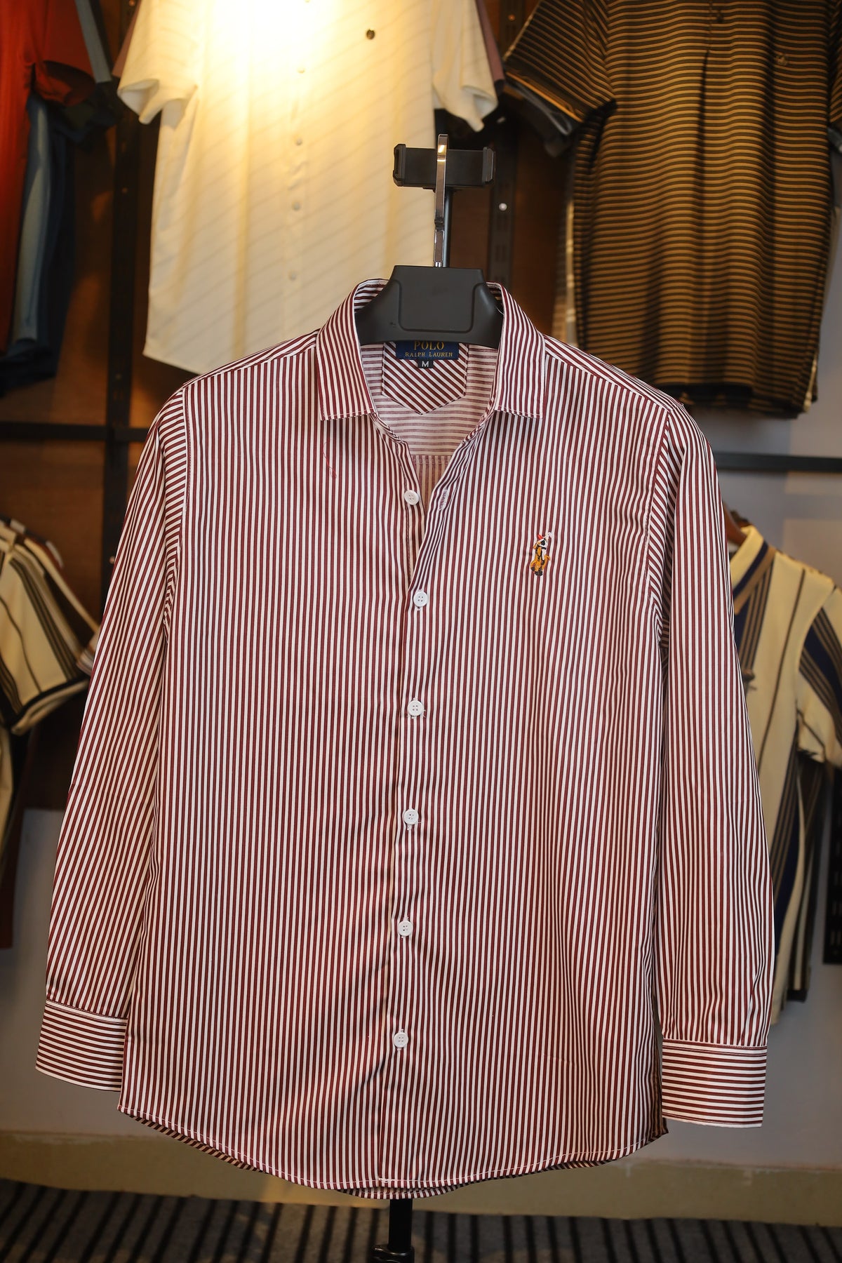 Classic Burgundy Stripe Old Money Shirt